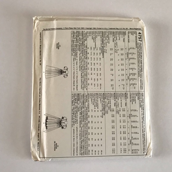 🧵3for12🧵 VTG McCall’s Pattern 4757 Child’s Gown Dress - Picture 2 of 3